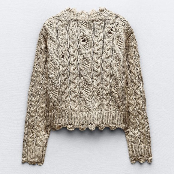 BLOGGER'S FAVE! Zara Metallic Cable Knit Sweater NWT - Picture 11 of 11